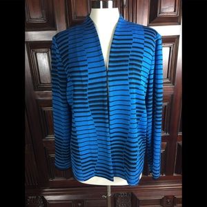 RICH AQUA BLUE WITH BLACK STRIPES JACKET